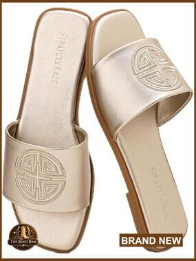 Women's Flat Sandals with Memory Foam, Slip-On Design, Dressy Summer Slides